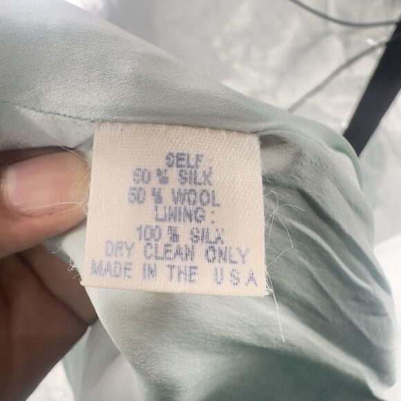 Melinda Eng Light Blue Silk Sheath Dress Sleeveless Square Neck Formal Dress - Picture 11 of 11